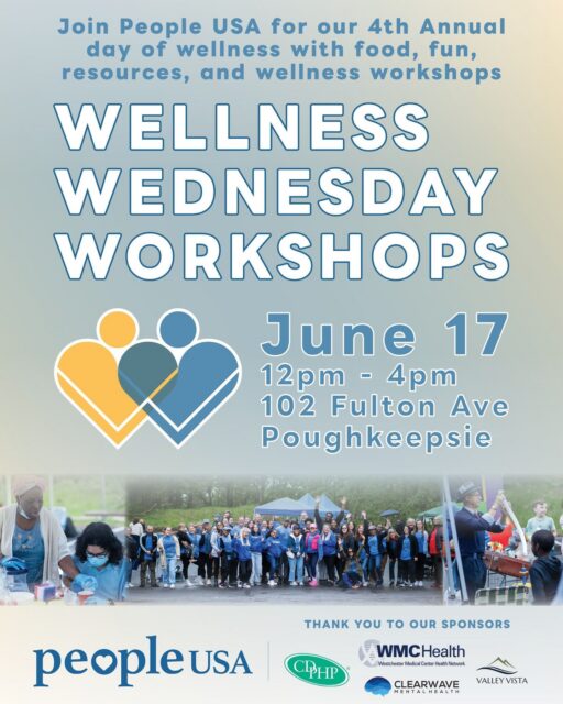 🥳 Join us TOMORROW to celebrate our 4th Annual Wellness Wednesday Workshops! 🥳
This is a community celebration that promotes mental health awareness, recovery, peer support, and whole-person wellness. The event brings together our community members, leaders, and providers for wellness activities, educational resources, and meaningful connection.
This will be a FREE event open for ALL to enjoy. Come and get to know our amazing staff and learn about the services in your community! 💙💙💙
There will be Resource tables, Activity tables, Yoga, Free food, Ice Cream, Zumba, Bounce House, Raffles, Give aways, and More!
⭐ Thank you to our Community Champion Presenting Sponsor WMC Health! ⭐
Thank you to our Circle of Hope Sponsor CDPHP.🤝
Thank you to our Community Wellness Sponsors Valley Vista and Clearwave Mental Health.🤝
For more information contact : Events and Media Manager, Denika Dixon : ddixon@people-usa.org
#WellnessWednesdayWorkshops #PeopleUSAWellnessWednesdayWorkshops #WellnessFair #WellnessMatters #Wellness #WellnessWorkshops #MentalHealthMatters #SelfCare #SelfLove #Community #DutchessCounty #Poughkeepsie #PeopleUSA #PeopleUSANow #Mentalhealth #Advocacy #Peers #Support #Recovery #Sobriety #Prevention #Hope #RoadToMentalWellness
