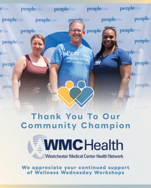 🌟 A heartfelt thank you to the incredible sponsors who helped make People USA’s 4th Annual Wellness Wednesday a success! 🌟 

We are especially grateful to our Presenting Community Champion Sponsor, WMC Health, for their generous support and steadfast commitment to community wellness.

We also extend our sincere appreciation to our Circle of Hope Sponsor, CDPHP, and our Community Wellness Sponsors, Valley Vista, Clearwave Mental Health, and Newport Healthcare.

Your partnership helps us bring together individuals, families, providers, and community members to promote mental health awareness, recovery, wellness, and hope. Thank you for investing in healthier, stronger communities. 🤝💙🤝 

#PeopleUSA #PeopleUSANow #WellnessWednesdayWorkshops #WeCareBecauseWeHaveBeenThere #Nonprofit #MentalHealth #Advocacy #Peers #WellnessServices #Community #Support #Recovery #Sobriety #Prevention #Hope #RoadToMentalWellness #NewYork