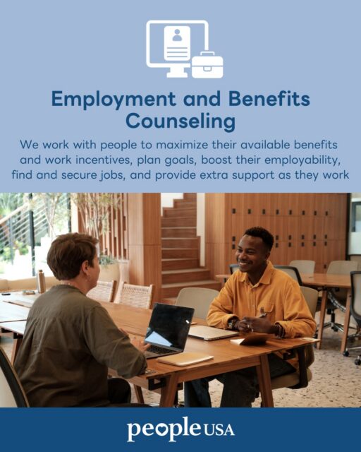 Need help finding the right job for you? Need help figuring out your benefit options?

Our FREE Employment and Benefits Counseling Program can help! 🤝

Services provided are Workplace Readiness, Job Search and Placement, Self-exploration, Soft Skills Building, Resume Building, Interview Skills, Benefits Counseling, and Ticket to Work Linkage.

To learn more about our Employment and Benefits Counseling : https://buff.ly/WwnuJez 

#PeopleUSA #PeopleUSANow #EmploymentandBenefitCounseling #Jobs #JobHurting #Hiring #Nonprofit #MentalHealth #Advocacy #Peers #WellnessServices #Community #Support #Recovery #Sobriety #Prevention #Hope #RoadToMentalWellness #NewYork #DutchessCounty