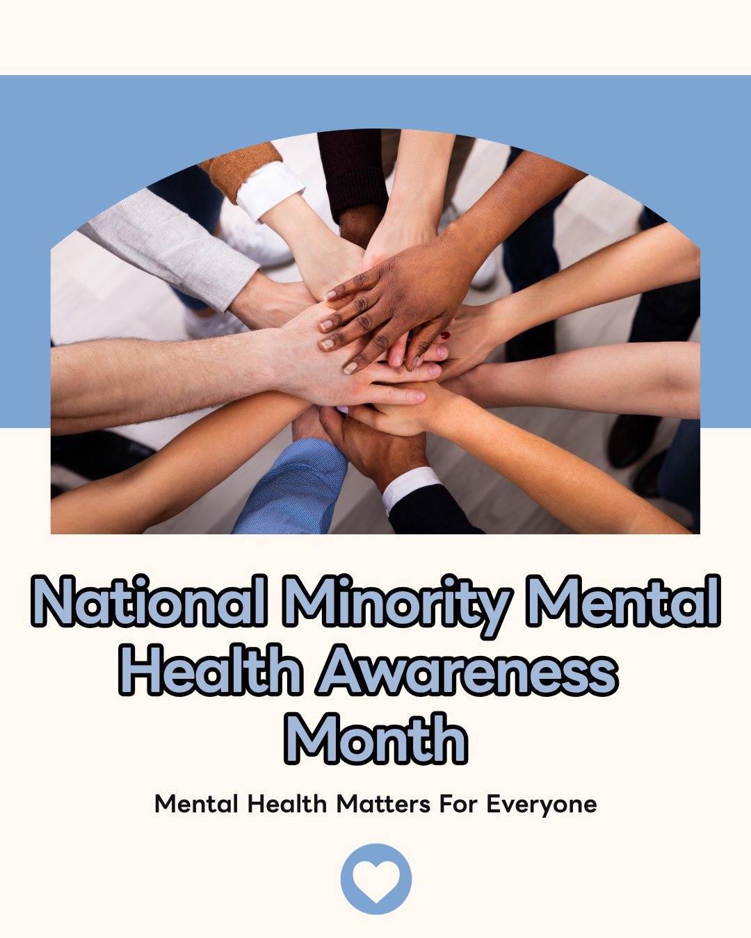 July is National Minority Mental Health Awareness Month! 💙💙💙
It is a time to raise awareness of the mental health challenges many racial and ethnic minorities in the U.S. face — and to push for equitable access to culturally competent care.
#NationalMinorityMentalHealthAwarenessMonth #Minorities #StoptheStigma #Diversity #Equity #Inclusion #PeopleUSA #PeopleUSANow #Nonprofit #MentalHealth #Advocacy #Peers #WellnessServices #Community #Support #Recovery #Sobriety #Prevention #Hope #RoadToMentalWellness #NewYork