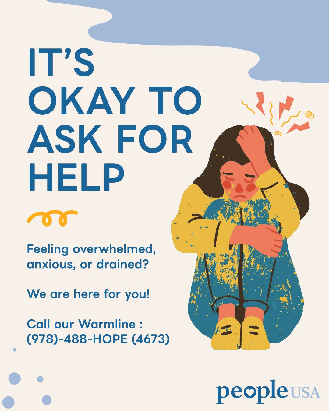 🗣️ Reminder 🗣️
Asking for help is a sign of strength! 💪
If you or a loved one need help please reach out to us at our warmline (978)-488-HOPE (4673) or call/text 988.
For more information about us : https://people-usa.org/
#AskForHelp #WeAreHereForYou #SelfCare #SelfLove #Strength #PeopleUSA #PeopleUSANow #Nonprofit #MentalHealth #Advocacy #Peers #WellnessServices #Community #Support #Recovery #Sobriety #Prevention #Hope #RoadToMentalWellness #NewYork