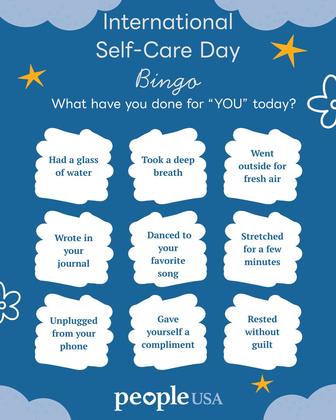 Today is International Self-Care Day! ππ§ββοΈπ
Self-Care is the practice of engaging in activities that promote your physical, mental, emotional, social, and spiritual well-being. π
What have you done for "YOU" today!? π€πβοΈ
#InternationalSelfCareDay #SelfCare #SelfLove #PeopleUSA #PeopleUSANow #WeCareBecauseWeHaveBeenThere #Nonprofit #MentalHealth #Advocacy #Peers #WellnessServices #Community #Support #Recovery #Sobriety #Prevention #Hope #RoadToMentalWellness #NewYork