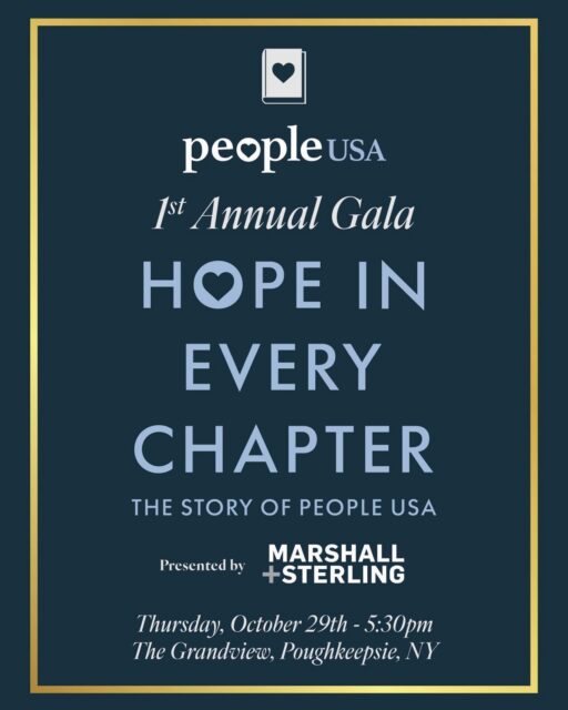 📖 Reserve Your Tickets Now for People USA's 1st Annual Gala : The Story of People USA: Hope in Every Chapter 📖 

📅 Thursday, October 29th at 5:30PM
📍 The Grandview, Poughkeepsie, NY

This special evening will celebrate more than 35 years of hope, recovery, resilience, and community while looking ahead to the next chapter of our mission.

Join us as we share the inspiring story of People USA: from our beginnings as a peer-run organization to the innovative programs and life-changing services we provide today.

Together, we'll highlight the individuals, partners, and supporters who have helped shape our journey and invest in a future where everyone has the opportunity to thrive.

This inspiring evening will feature networking, dinner, dancing, a silent auction, and opportunities to make a lasting impact on the communities we serve. Whether you've been part of our story for years or are just getting to know People USA, we hope you'll join us for this unforgettable celebration.

🌟 Thank you to our presenting sponsor Marshall & Sterling! 🌟 

Sponsorship Opportunities and Tickets are Available!

To become a valued sponsor and purchase tickets click here: https://people-usa.org/gala/ 

#PeopleUSAsFirstAnnualGala #PeopleUSA #PeopleUSANow #WeCareBecauseWeHaveBeenThere #Nonprofit