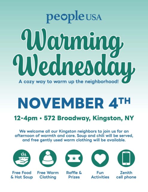 π§£βοΈπ§€ Join us for our "Warming Wednesday" Community Event! π§£βοΈπ§€
Everyone is welcome! Whether youβre looking for winter essentials, a warm meal, fun activities, or resources, weβre here to support you. π«Ά
What is Available:
βοΈ Warm coats, hats, gloves, scarves, and other winter clothing
βοΈ Free Food
βοΈ Raffles & Prizes
βοΈ Zenith Cell Phones
π
November 4th, 2026
π 572 Broadway, Kingston, NY
β 12PM - 4PM
#PeopleUSA #Support #GiveBack #Giveaways #CommunitySupport