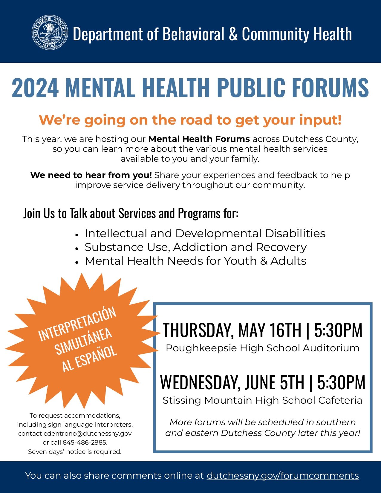 DBCH Mental Health Public Forums - People USA